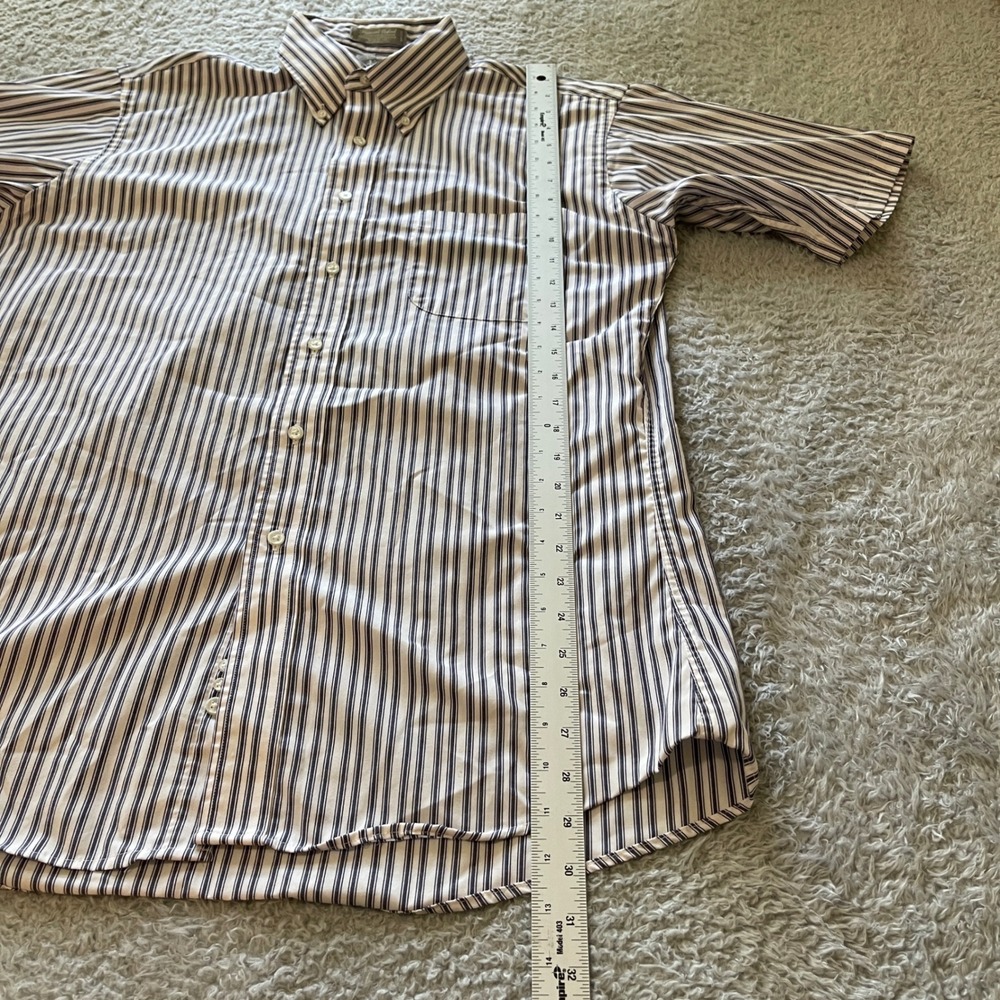 Stafford Executive Mens Short Sleeve Striped Pinpoint Oxford Shirt Blue White L - Picture 5 of 8